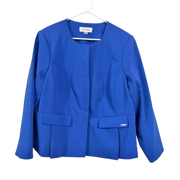 Calvin Klein Jackets & Blazers - Calvin Klein Suit Blazer Blue Women's Size 18W Hidden Buttons Shoulder Pads